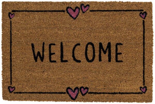 Ecologische kokosmat Welcome en hartjes