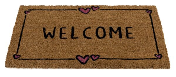 Ecologische kokosmat Welcome en hartjes - Afbeelding 2