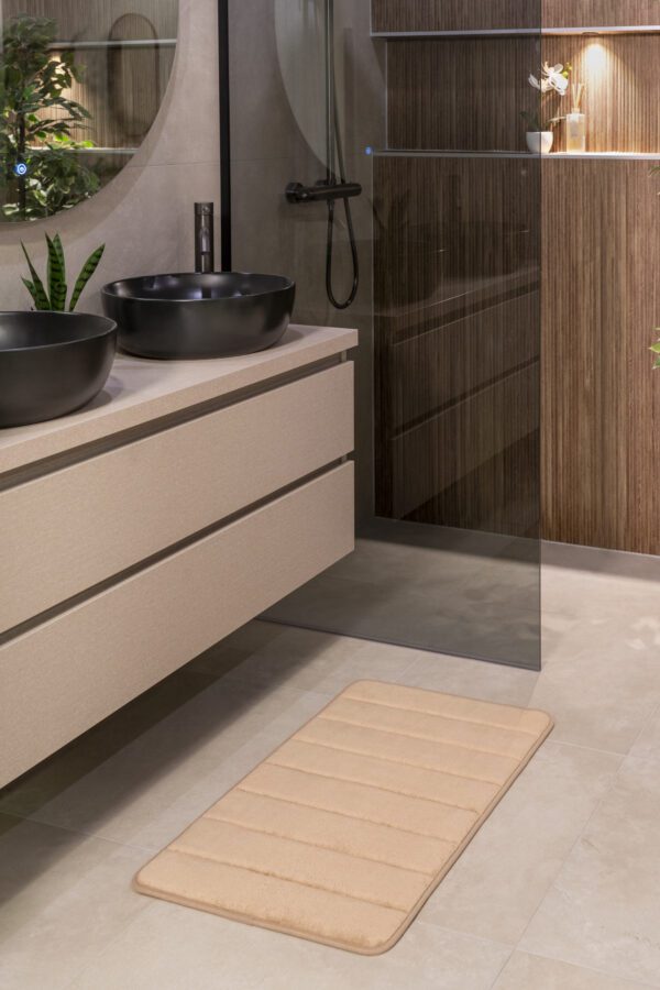 Badmat memoryfoam taupe lijnen - Afbeelding 5