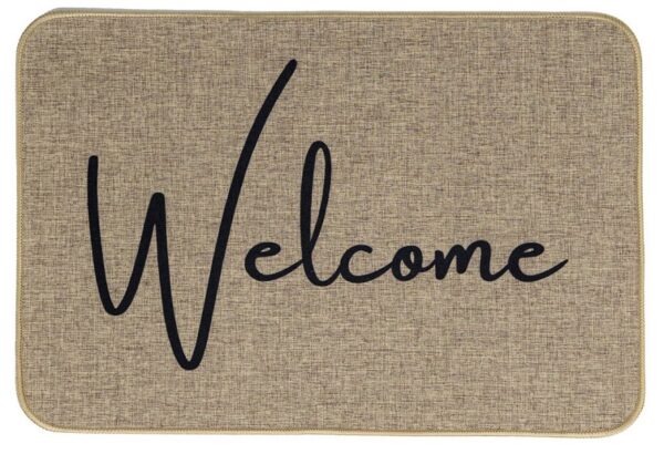 Deurmat in linnenlook, welcome