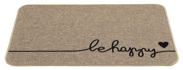 Deurmat in linnenlook, be happy - Afbeelding 2