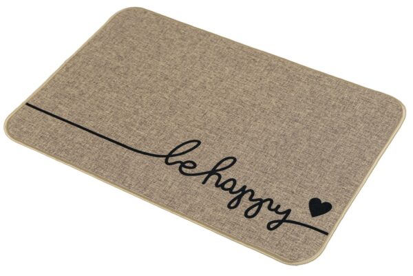 Deurmat in linnenlook, be happy - Afbeelding 3