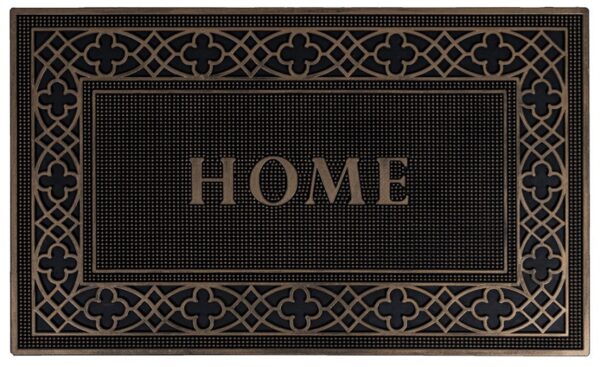 Rubberen deurmat met Home in brons