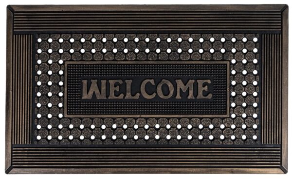 Rubberen schraapmat koperkleur met Welcome