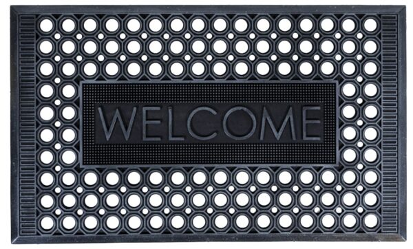 Rubberen schraapmat Welcome zilver