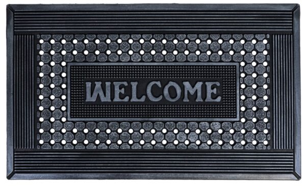 Rubberen schraapmat zilverkleur met Welcome